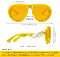 Oversized Trendy Polarized Pilot Sunglasses for Women Men Retro Oval Flat Top Frame Curved Metal Designer Eyewear