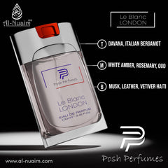 Al-Nuaim Le Blanc London Eau De Parfum For Men & Women - 100ml | Posh Perfume Range | Long Lasting Fragrance