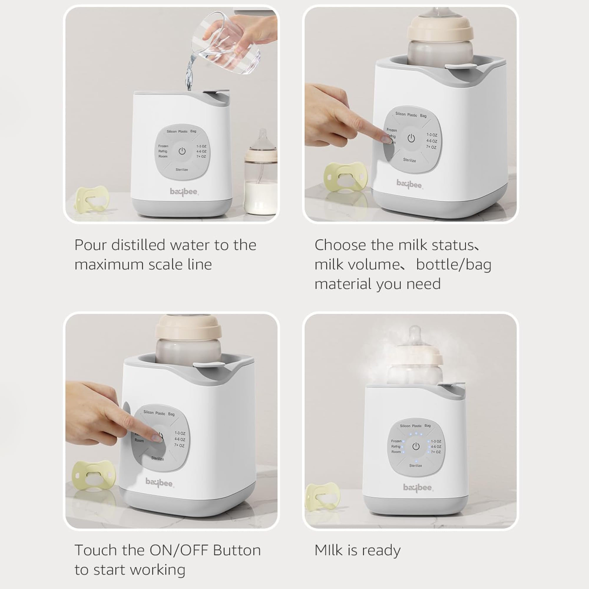 Baybee 10 IN Baby Bottle Warmer Sterilizer Electric Baby Food, Water  Milk Heater Defrost with Manual Control, Smart BPA Free Nipple, Baby 