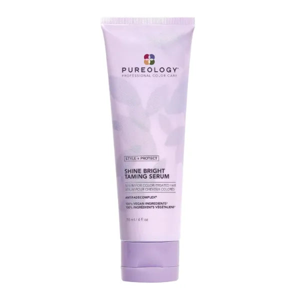 Pureology Style + Protect Shine Bright Taming Serum For Color-Treated Hair - Smooths Strands and Enhances Shine, Sulfate-Free & Vegan, 4 Fl Oz