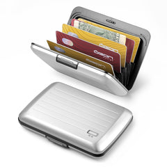 Aluminium Smart Case V2 Wallet - Metal Clasp - RFID Blocking Card Holder - Holds up to 10 Cards and Banknotes - Aluminum Silver