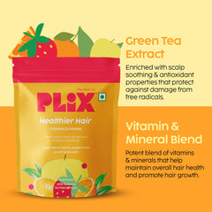 PLIX - THE PLANT FIX Biotin Hair Gummies For Healthy, Strong Hair & Reduced Hairfall | Enriched With Amla, Green Tea + 8 vitamins & minerals | 120 Days Pack for Men & Women | 100% Vegetarian