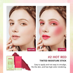 OBABO Blush Stick, Blush Cream for Cheeks Eyes Lips,Blush in Natural with Waterproof Sweat-Resistant, Tinted Solid Stick with Long Lasting, Nude Makeup Multi-Use Color Stick Creamy Blush (Hot Red)