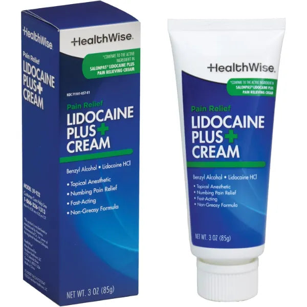 HealthWise Lidocaine Plus+ 4% Pain Relief Cream, 3 oz