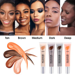 Liquid Concealer Makeup 4Pcs,Corrector Foundation for Black Women Oily Dry Skin, Foundation Concealer in One Primer Face Makeup Full Coverage, Advanced Pore Minimizer, Lightweight All-Day Hold,0.67 oz