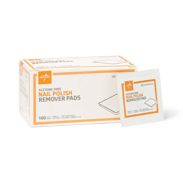 Medline Individual Nail Polish Remover Pads, Acetone Free, Perfect for Travel and Home Use, Case of 1000