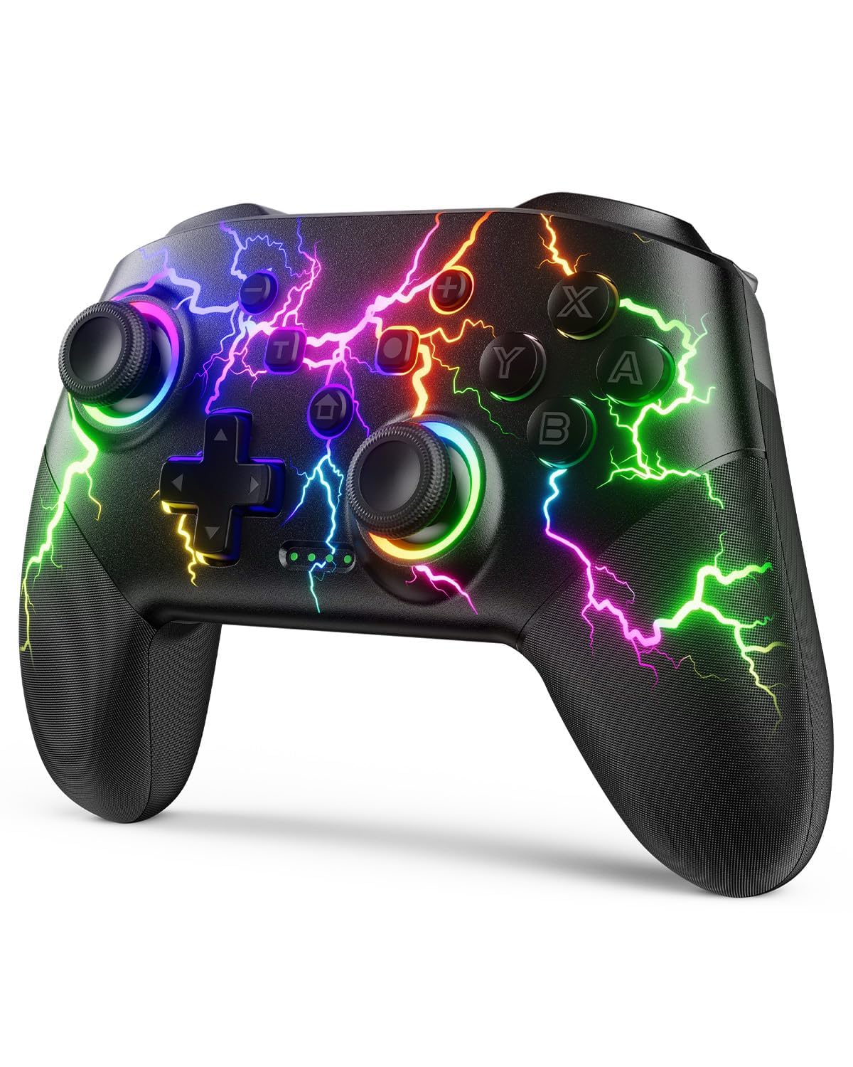 VOYEE Switch Controller Compatible with Switch/Switch Lite/Switch OLED/Windows/iOS/Android, RGB Lightning Programmable 1000mAh Wireless Pro Controller with One Key Pairing Wake Up Turbo Vibration