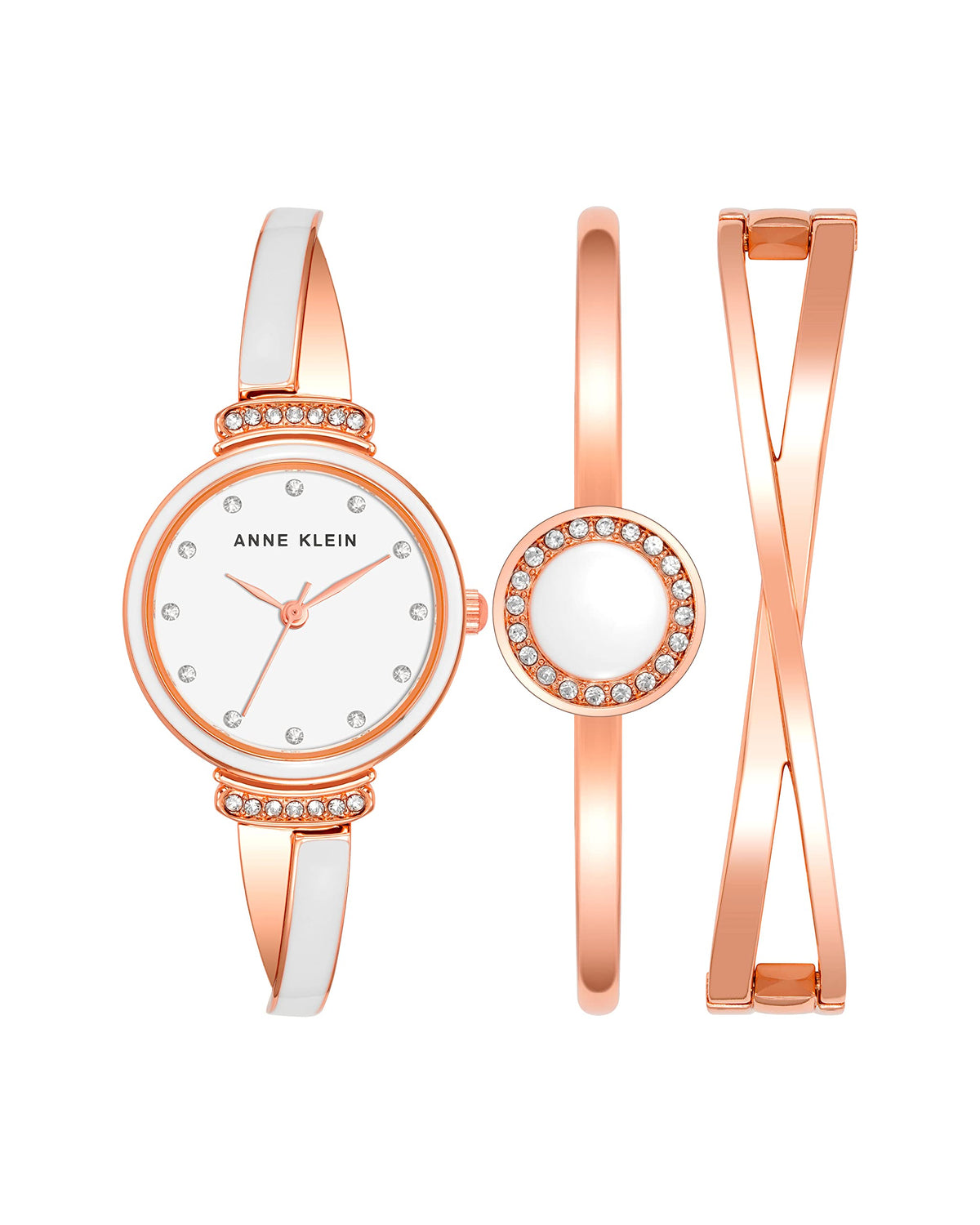 Anne Klein Women's Premium Crystal Accented Watch and Bangle Set