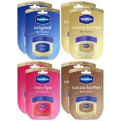 Vaseline Lip Therapy Variety 8-Pack – Original, Crème Brûlée, Rosy Lips, Cocoa Butter Mini Lip Balms for Soft, Glowing, and Deliciously Kissable Lips, 0.25 Oz Ea