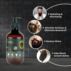 Banaraa Beard 2-In-1 Shampoo & Conditioner | Conditions & Cleans Beard Mustache | Blended with shea butter, coco butter, coconut oil, and olive oil, 300 Ml