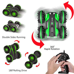 Pussan Gifts for 6-10 Year Old Boys Amphibious Remote Control Car for Kids 2.4 GHz RC Stunt Car for Boys Girls 4WD Off Road Monster Truck Gifts Remote Control Boat Summer Beach Toy Green