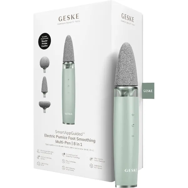 GESKE Electric Pumice Foot Smoothing Multi Pen 8 in 1 Electric Foot File & Exfoliator 3 Pumice Stone Attachments for Smooth Feet Advanced Callus Removal for Your Pedicure Set