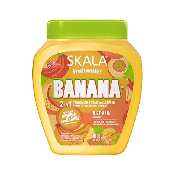 SKALA Frutastic Hair Treatment Cream Banana 35.2 oz For Frizzy & Brittle Hair With Banana Extract, Bacuri Butter, Ceramides & Vegetable Collagen No Silicones or Parabens