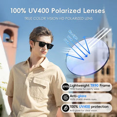 Bluetooth Sunglasses for Men/Women, AI Translator, 11H Battery Life, Polarized Lens, UV Protection, Voice Control, Built-in Mic & Speakers, Smart Eyewear for Gaming Meeting Travel