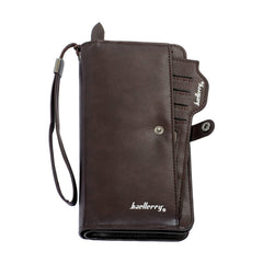 Men Wallet Long Style Card Holder Male Purse Zipper Large Capacity PU Leather Wallet for Men (Bronze)