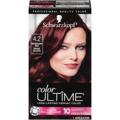 Schwarzkopf Color Ultime Hair Color, 4.2 Mahogany Red, 1 Application - Permanent Red Hair Dye for Vivid Color Intensity and Fade-Resistant Shine up to 10 Weeks