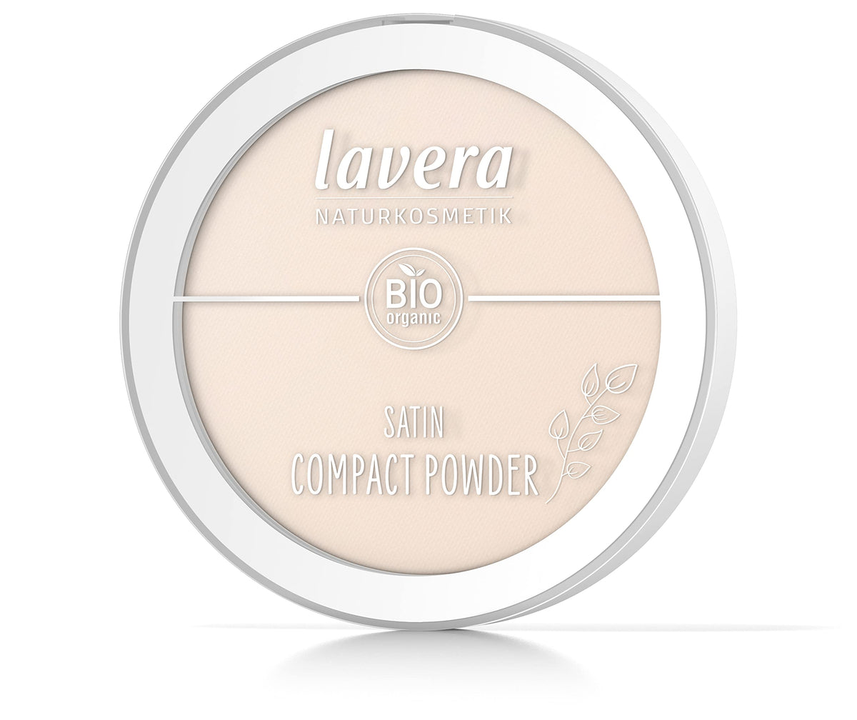 Lavera Satin Compact Powder -Light 01- nude - Organic Almond Oil & Organic Rice Powder - Vegan - Mattifying - Long-Lasting - Velvety Texture (1 x 9,5g)