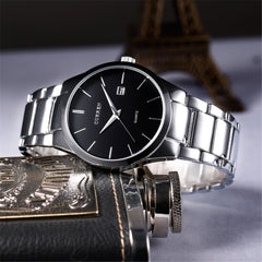 CURREN Herren-Armbanduhren, klassisch, schwarz/silber, Stahlband, Quarz, Analog-Armbanduhr mit Datum fr Mann - silver black