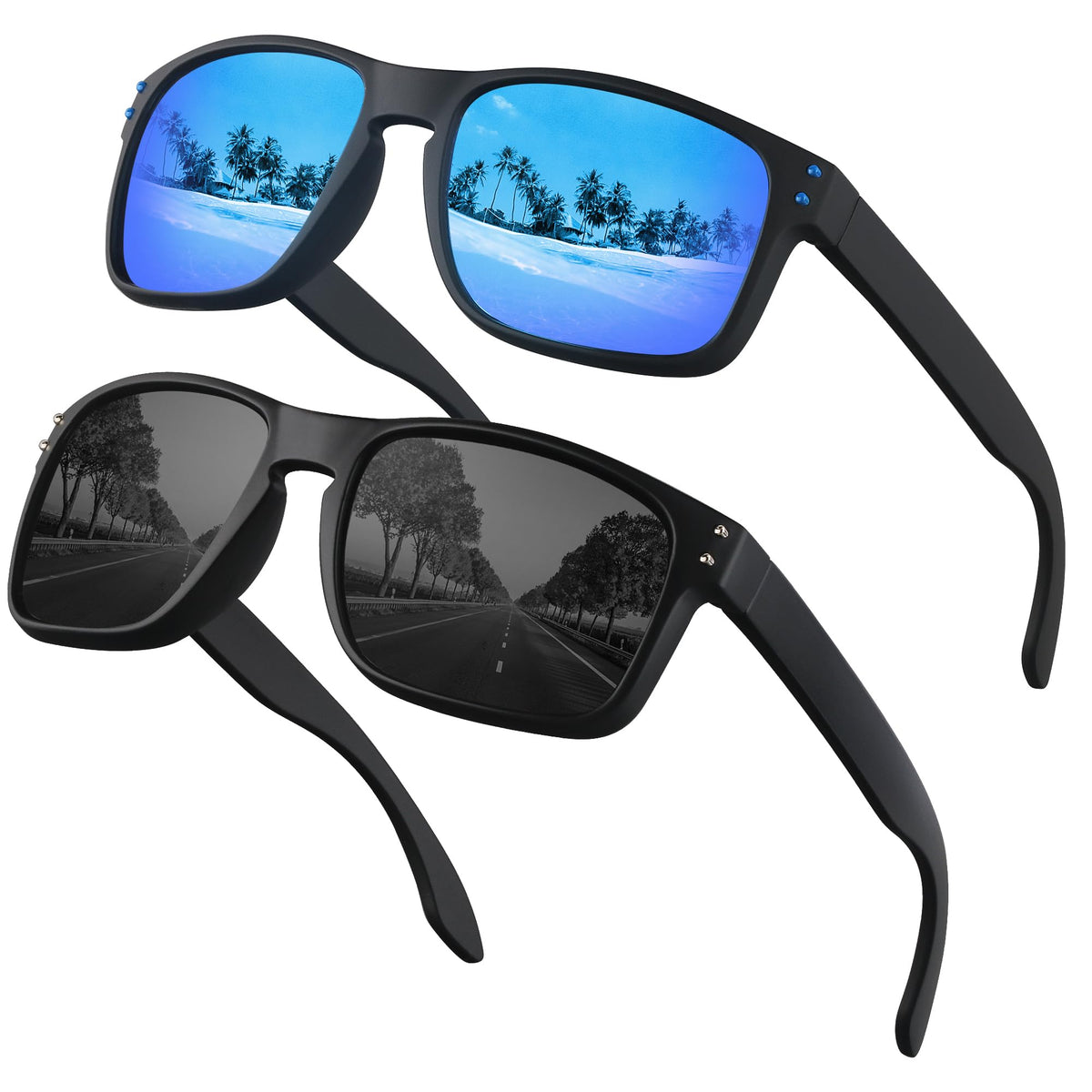 OJIRRU Polarized Sunglasses for Men Women Sports Sun Glasses Classic Rectangular Shades UV400 Protection for Men Women Sports Outdoor Driving Fishing Sunglasses