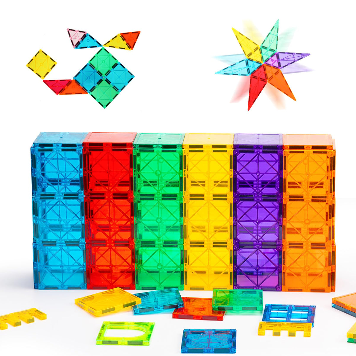 Gemmicc Magnetic Tiles, Magnet Toys Building Blocks for Kids, STEM Approved Educational Toys,Magnet Puzzles Stacking Blocks for Boys Girls,72 PCS Advanced Set