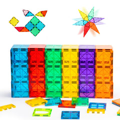 Gemmicc Magnetic Tiles, Magnet Toys Building Blocks for Kids, STEM Approved Educational Toys,Magnet Puzzles Stacking Blocks for Boys Girls,72 PCS Advanced Set