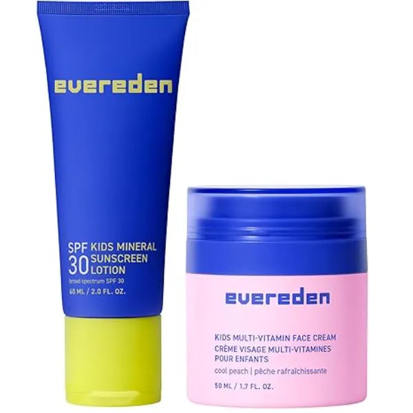 Evereden Kids Face Cream Cool Peach, 1.7 oz& SPF 30 Mineral Sunscreen Clean and Non Toxic Kids Products Multi Vitamin Skin Care