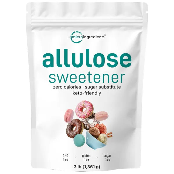 Micro Ingredients Allulose Sweetener, 3 Pounds (48 Ounces), Zero Calorie, Plant Based Sugar Alternative, No After Taste, Best for Coffee, Drinks, Tea, Cooking and Baking, Keto Diet and Vegan Friendly