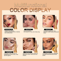 Cream Contour Beauty Wand,Xcreando Liquid Contour Stick with Cushion Applicator Silky Liquid Bronzer Stick Waterproof Lightweight Face Concealer Contouring with Natural Matte Finish(#03 Peach Blush)