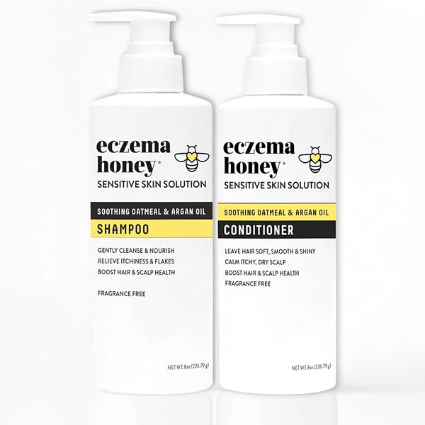 ECZEMA HONEY Nourishing Duo Bundle - Shampoo & Conditioner - Daily Dandruff & Scalp Care for Psoriasis, Dermatitis, Flaking, & Itchy Scalp - For Men, Women, & Kids