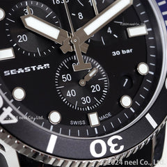 Tissot Seastar GTS QTZ CHR SS SYN BK IND, Black, Quartz Movement