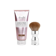 Loving Tan Deluxe Gradual Tan Lotion, Dark Natural Looking Self Tanner + Flawless Blending Brush Streak Free Application, Ultra Soft Vegan Bristles