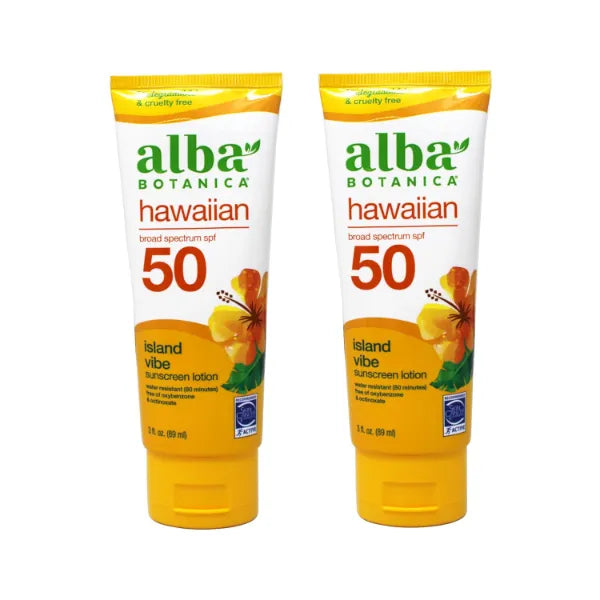 Alba Botanica Hawaiian Island Vibe Sunscreen SPF 50, 3 fl oz (Pack of 2)