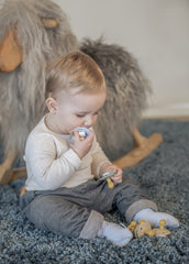 Rebael Duo Newborn Dummies 0-6 Months - Comforting Natural Rubber Round Pacifier, Safe and Easy to Sterilise Baby Soothers - 2 Pack Newborn Essentials | Flint & Pistachio