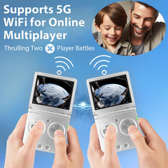 RG35XX flip Handheld Game Console Clamshell Retro Game Console Upgrade 64-bit System Portable Gaming Console with 3.5 inch IPS Screen 3300mAh Battery Supports 5G WiFi Bluetooth HD,TV Output Silver