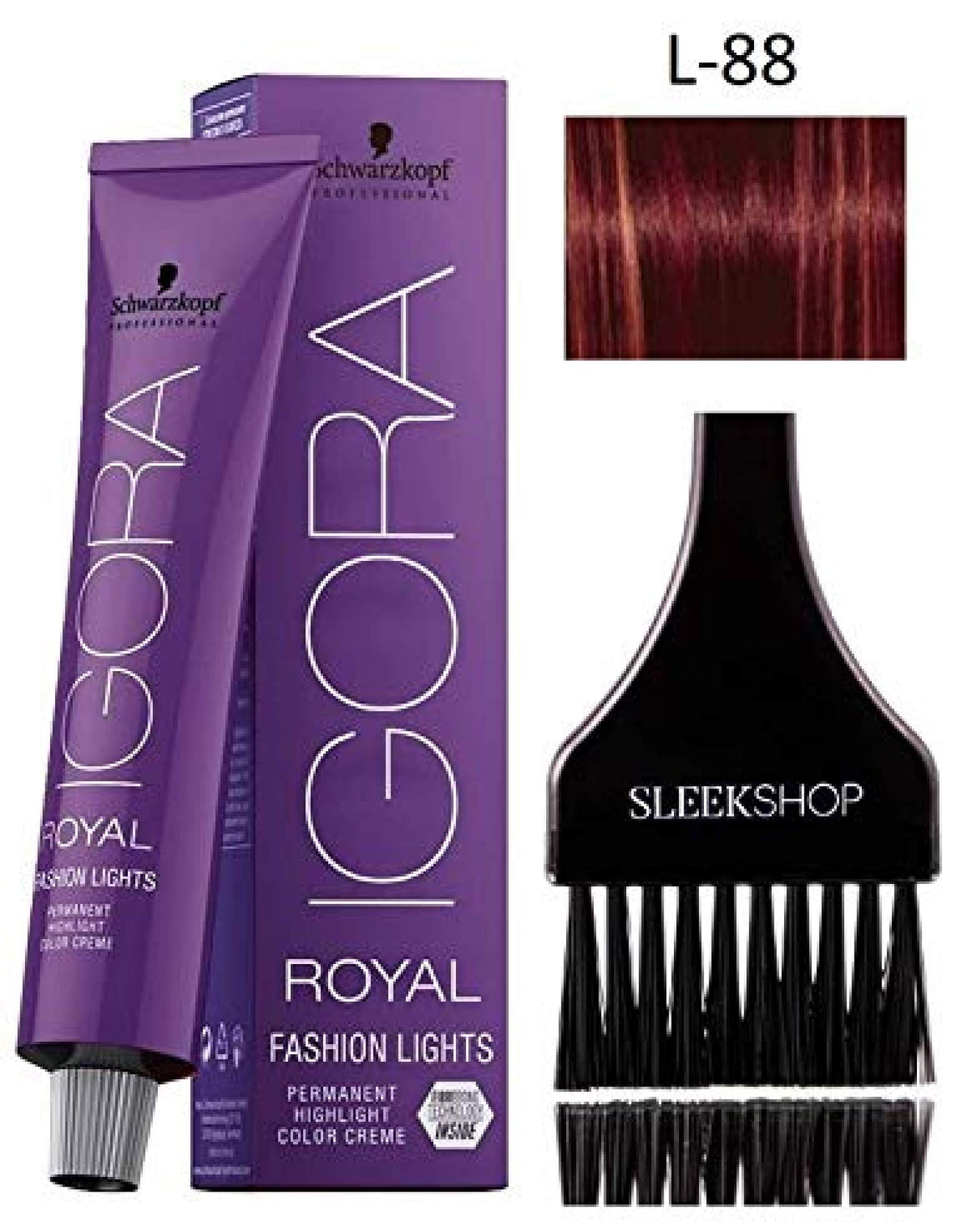 Schwarzkopf Professional IGORA Royal FASHION LIGHTS Permanent HIGHLIGHT Hair Color Creme (with Sleek Tint Applicator Brush) Haircolor Cream (L-88)
