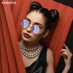 KANASTAL Hippie Round Polarized Sunglasses for Women Men, Small Circle Sun Glasses Classic Vintage Retro Shades Metal Frame UV400 Protection