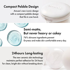 Amuse SEOUL Ceramic Skin Perfector Cushion Foundation 02 HEALTHY | Long-lasting, Lightweight, Semi-matte, Flawless Coverage, Hypoallergenic, Vegan, Korean Beauty (15g / 0.52oz.)