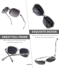FEISEDY Women Polarized Sunglasses 100% UV400 Vintage Square Sun Glasses Outdoor Driving Fashion Shades for Women B2526
