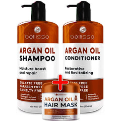 BELLISSO Moroccan Argan Shampoo, Conditioner Set and Hair Mask