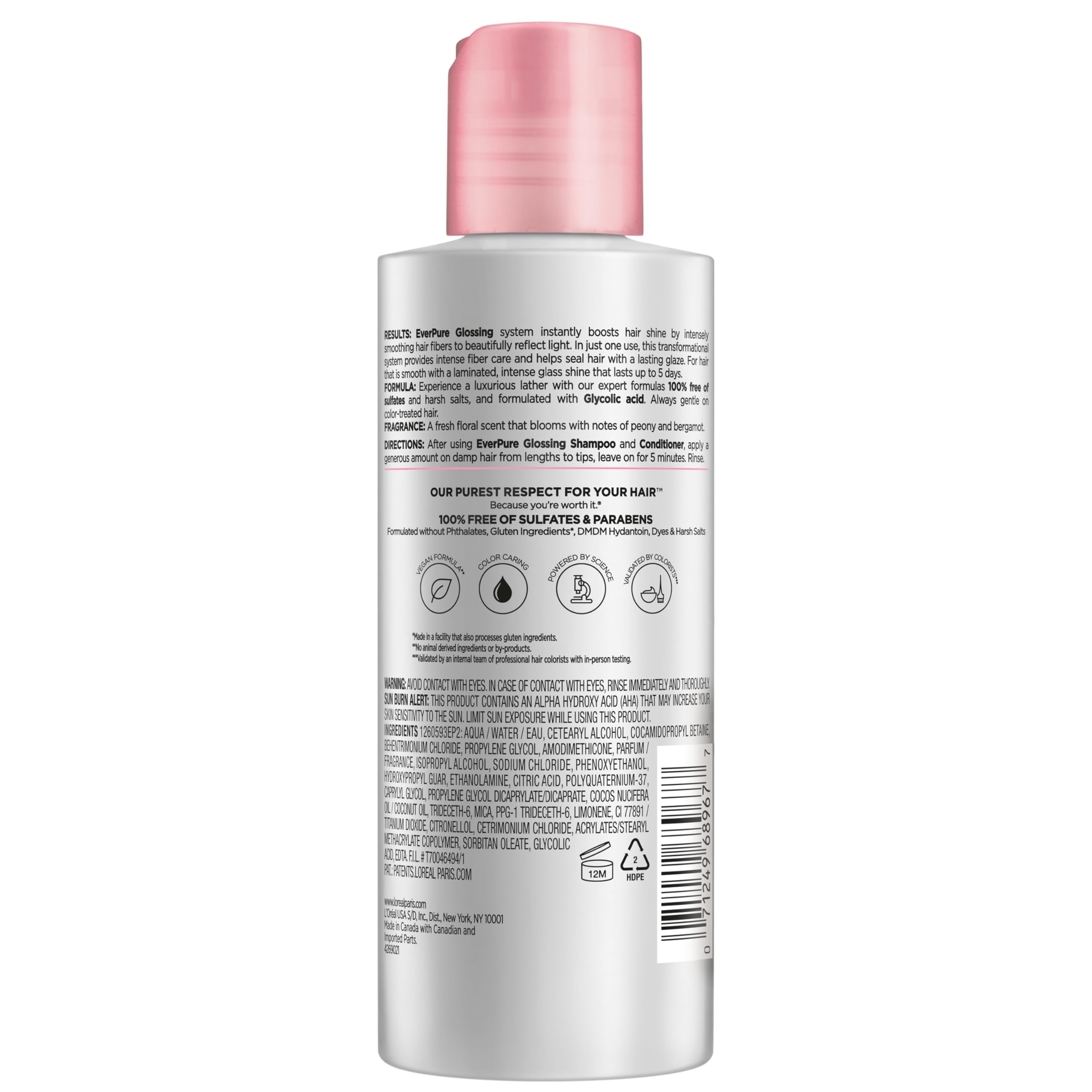 L'Oreal Paris Glossing Lamination Hair Mask with Glycolic Acid, Hair Treatment for Lasting Shine and Smoothness for Dull, Dry Hair, EverPure, 5.1 Fl Oz