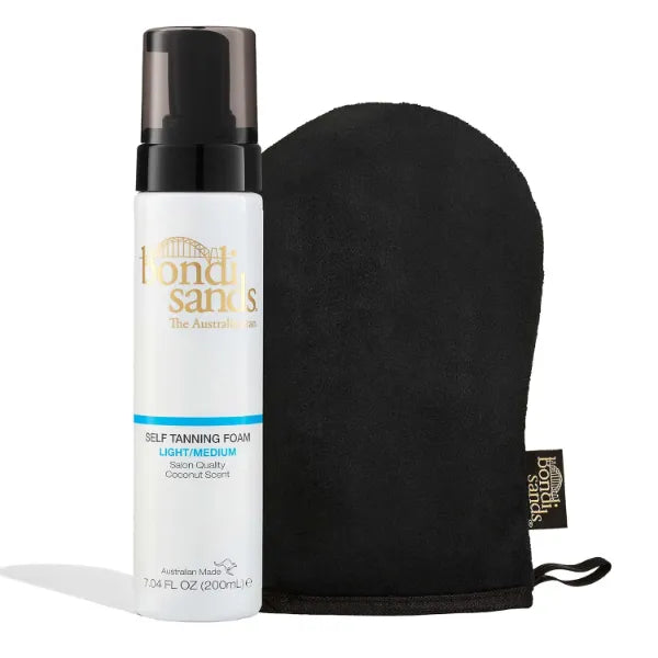 Bondi Sands Light/Medium Self Tanning Foam + Application Mitt | Includes Lightweight Sunless Foam + Reusable Mitt for a Flawless Finish
