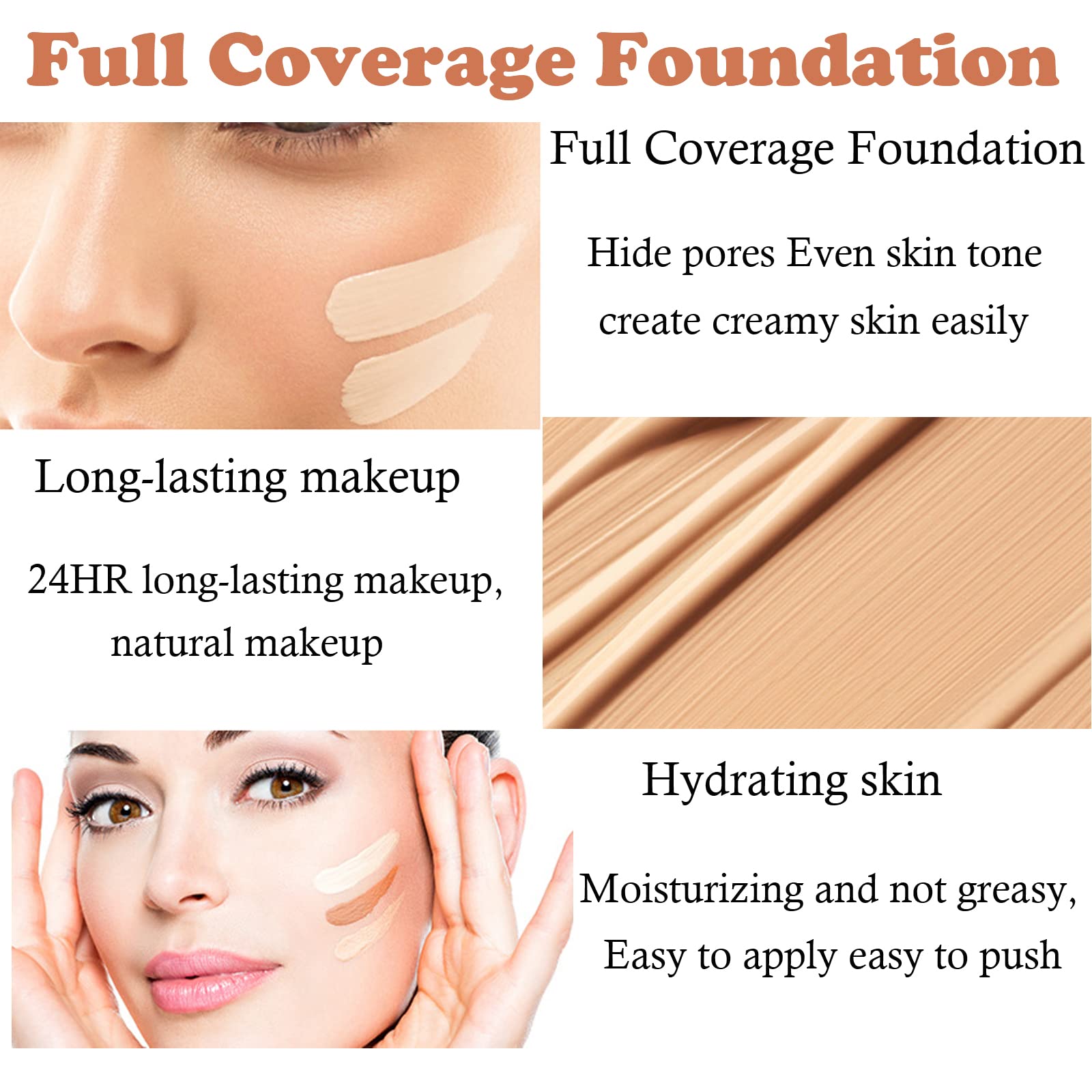 Liquid Foundation Full Coverage Foundation 24HR Matte Oil Control Concealer Long Lasting Waterproof Flawless Cream Smooth Foundation