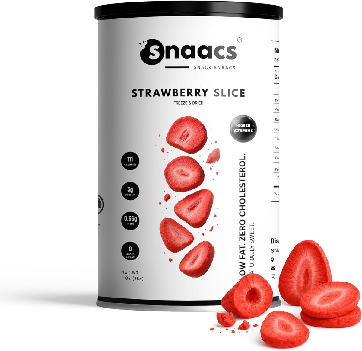 SNAACS Freeze-Dried Strawberry Slices | Naturally Sweet & Crispy, No Added Sugar - 1 oz, 28g