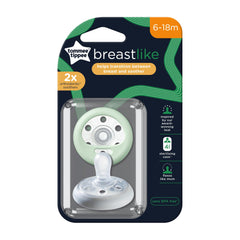 Tommee Tippee Breast-Like Soother, Skin-Like Texture, Symmetrical Orthodontic Design, BPA-Free, Includes Steriliser Box, (6-18m), Pack of 2 Dummies
