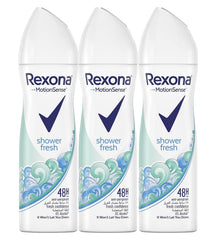 REXONA Women Antiperspirant Deodorant Spray, 48 hour sweat & odor protection*, Shower Fresh, with MotionSense technology, 3 x 150ml