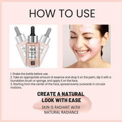 Hyaluronic Acid Foundation Serums, Full Coverage Foundation Tinted Serums with Hyaluronic Acid, 30ml Light Natural Glow Enhancer Lotion for Brighten Skin Tone