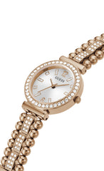 GUESS US Damen Rose Gold-Ton Strass Analog Armbanduhr One