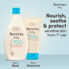Aveeno Baby, Lotion, Daily Care, Moisturising, clinically proven to moisturise baby’s skin for up to 24 hours while helping to soothe and restore the skin’s natural protective barrier, 150ml