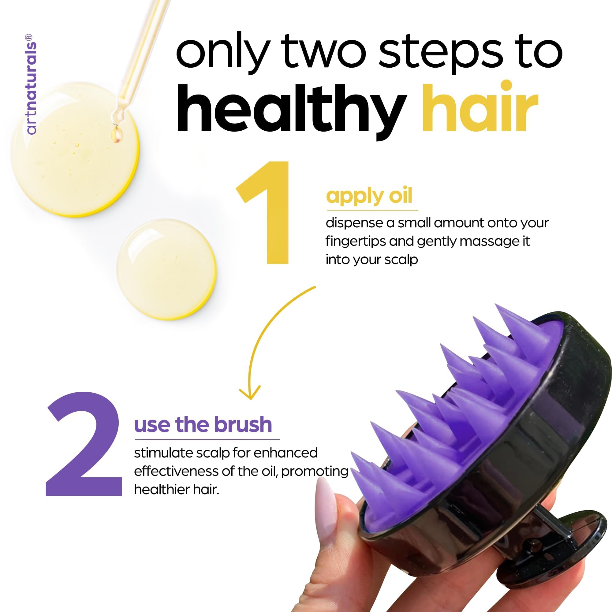 artnaturals Organic Rosemary Castor Hair Growth Oil 4.0oz with Coconut & Olive Oil - Invigorating Nourishing Treatment for Hair & Scalp, Targeting Dryness, Damaged Hair, Split Ends for Healthy Hair