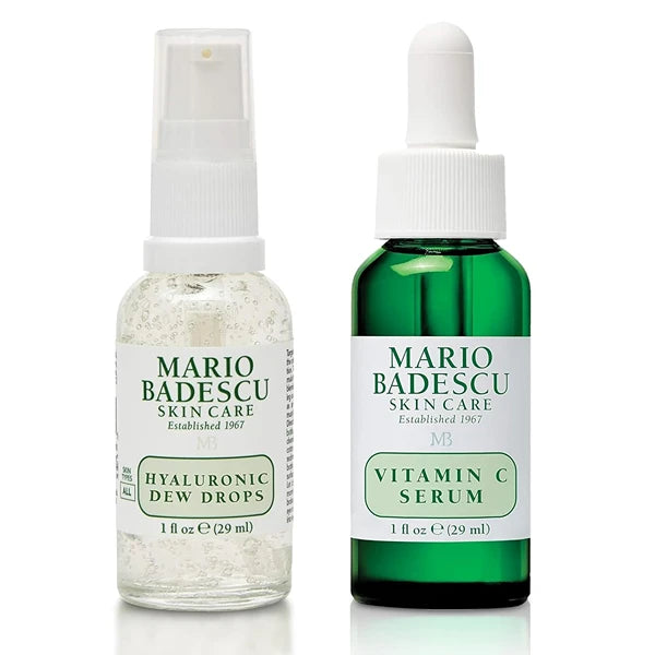 Mario Badescu Hyaluronic Dew Drops + Vitamin C Serum Bundle – Hydrating & Radiance-Boosting Face Serum Skin Care Set with Niacinamide, Sodium Hyaluronate & Collagen for All Skin Types